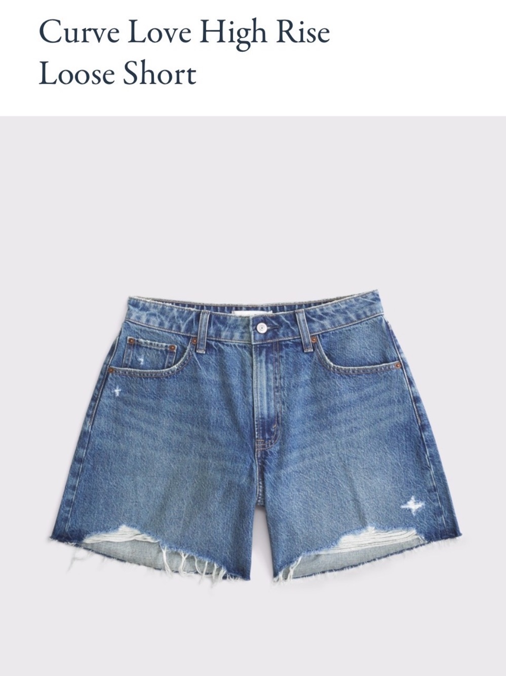 Abercrombie & Fitch Curve Love High-Rise Loose Denim Shorts - Blue